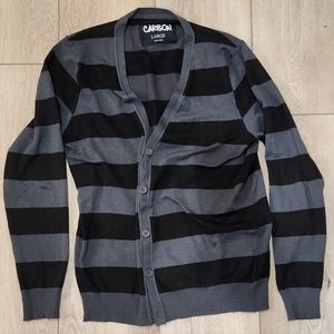 Carbon Black Gray striped cardigan size large